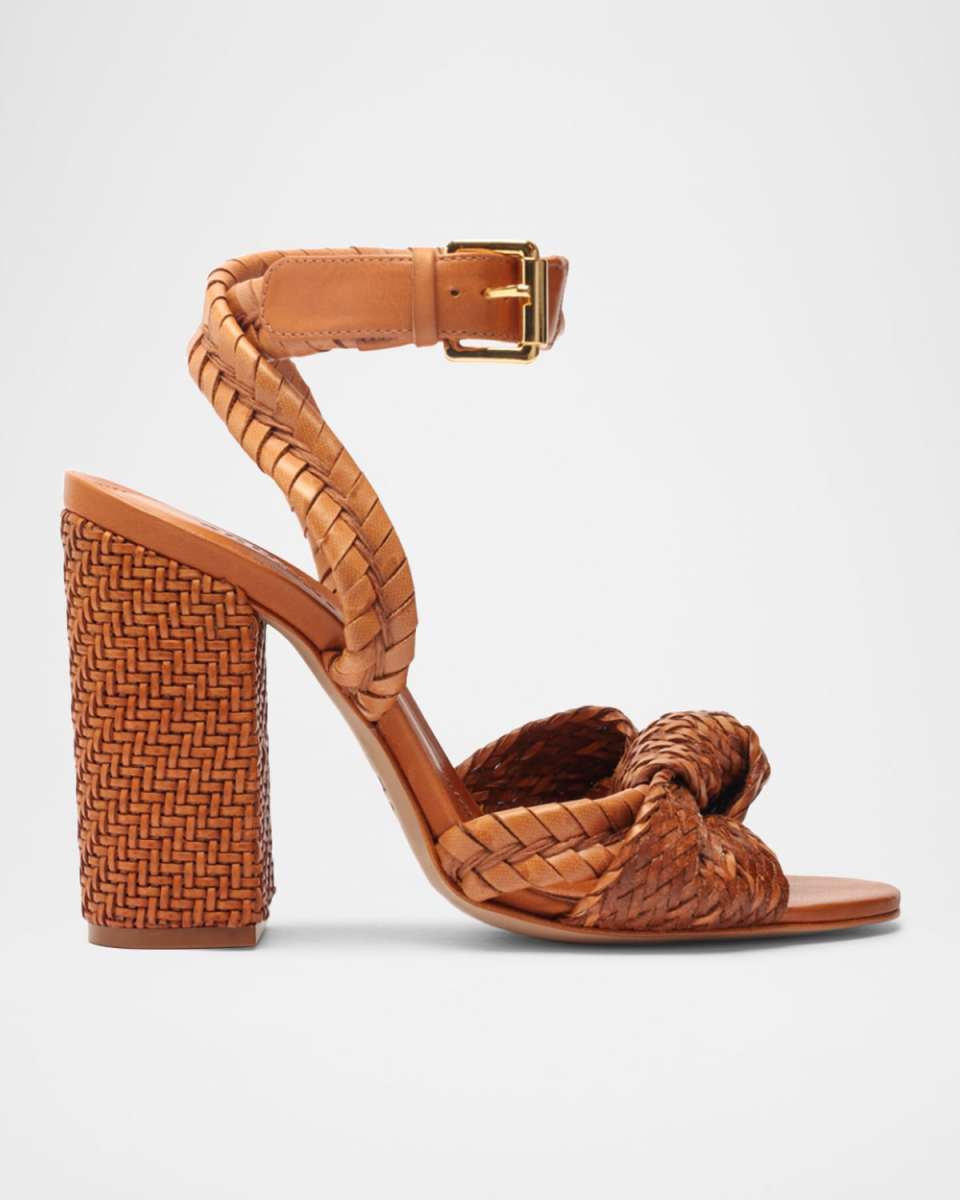 Khari Knotted Leather Ankle-Strap Sandals